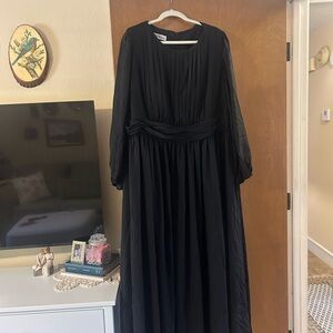 A-Line Scoop Black Bridesmaid Dress
